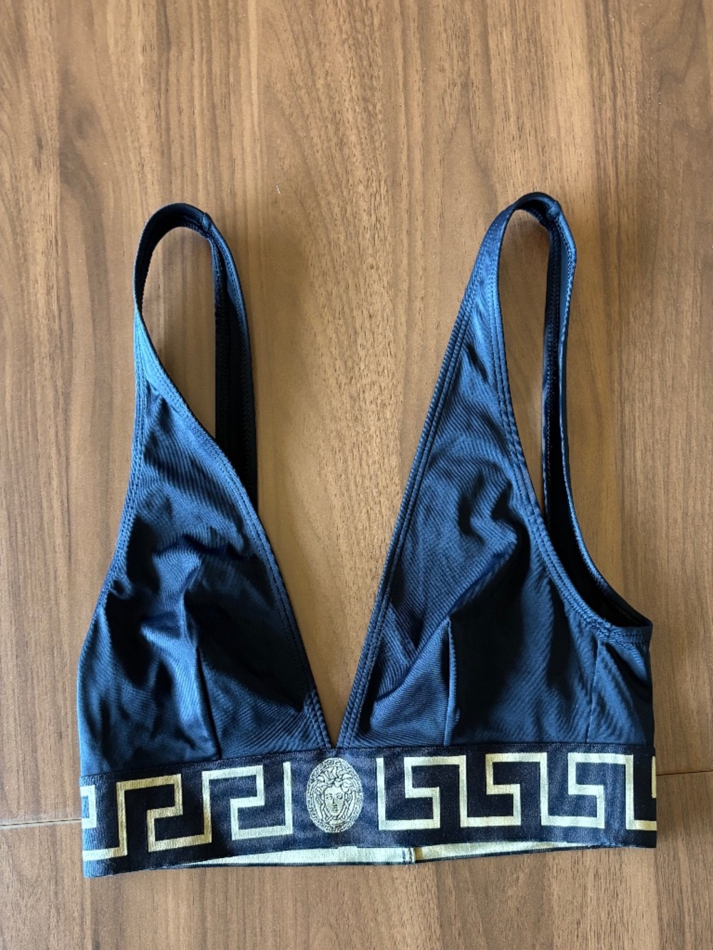 Versace Black Greca Medusa Bikini Top Size 3